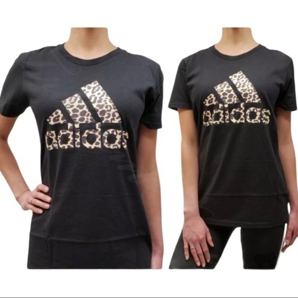 ADIDAS Printed Amplifier Leopard Tee - Black NWT Small - Picture 1 of 3